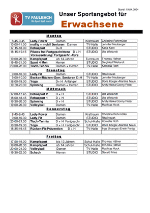 Trainingsplan Erwachsene