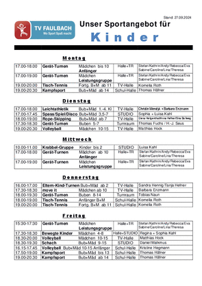 Trainingsplan Kinder